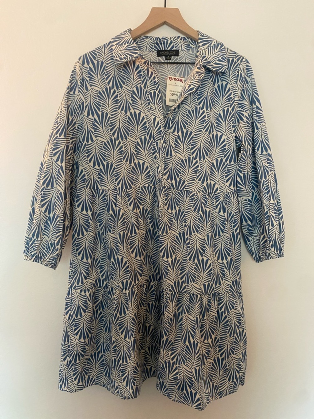 Rachel Zoe Blue and White Printed Tiered Dress